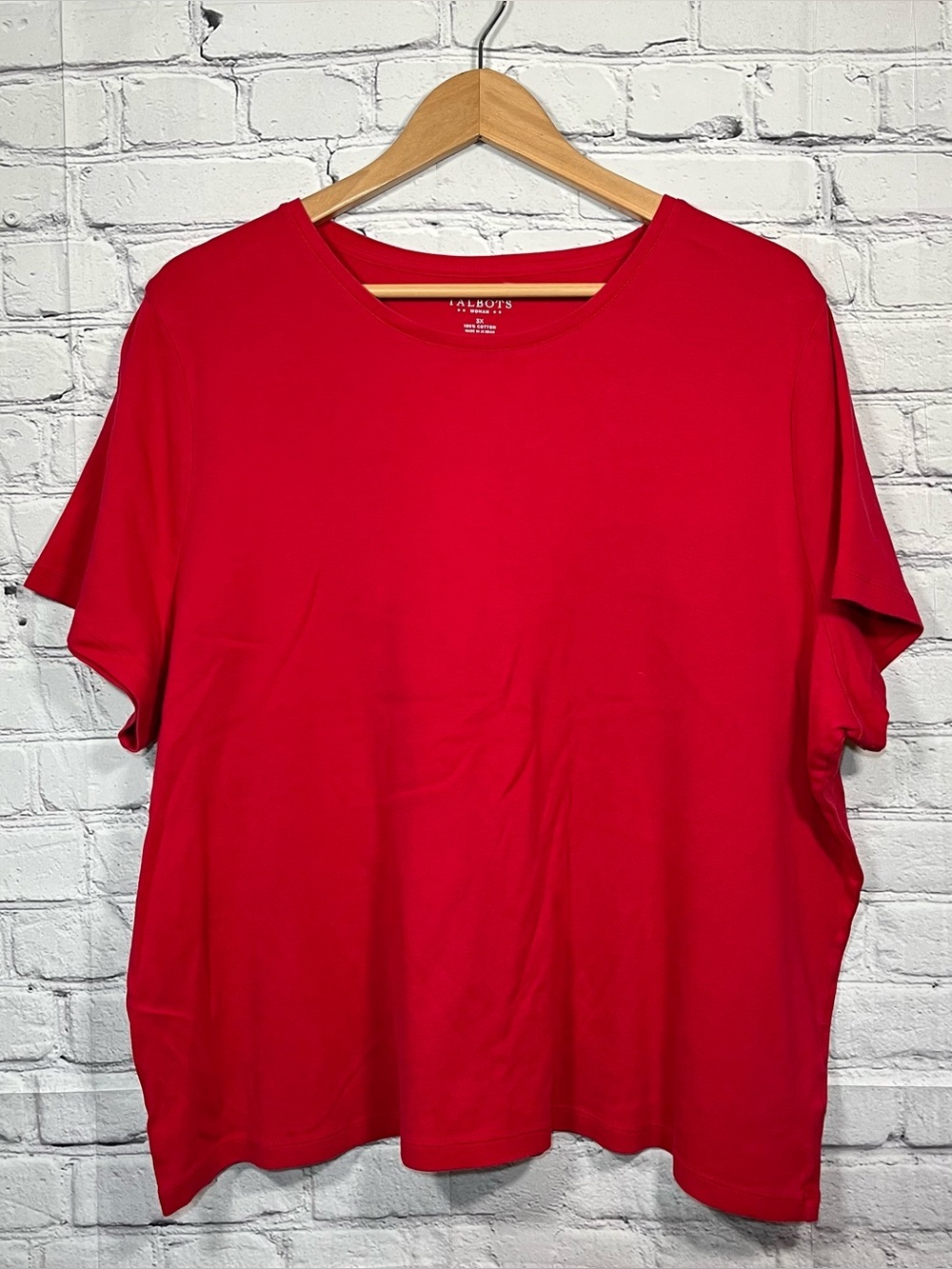 Talbots T Shirt Womens Plus Size 3X Red Round Neck Pullover Short Sleeve